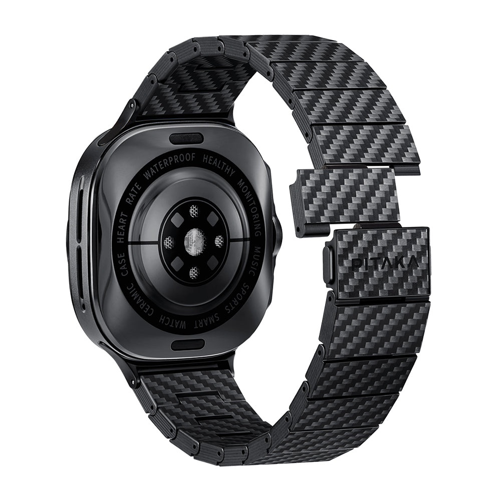 Pitaka Modern Serisi Samsung Galaxy Watch Ultra 47mm Karbon Fiber Black-Grey Twill Kordon Pitaka Modern Serisi Samsung Galaxy Watch Ultra 47mm Karbon Fiber Black-Grey Twill Kordon